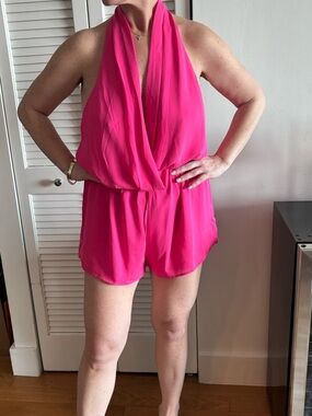 superdown Hot Pink Halter Romper